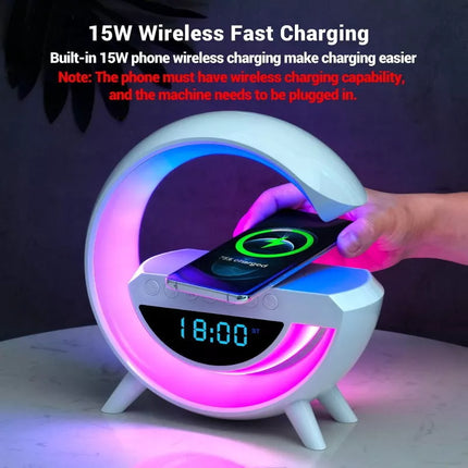 BDI Bedside Table Atmosphere Lamp w/ 15W Quick Wireless Charger & Speaker