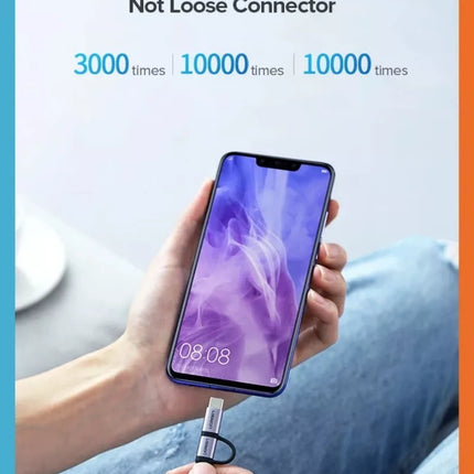 UGREEN 2-in-1 USB A to Micro USB & USB Type C Aluminium Case Cable