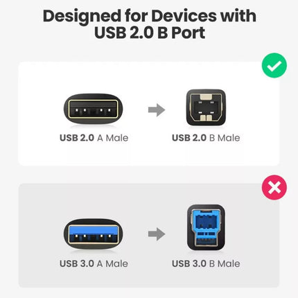 UGREEN USB Printer Cable USB 2.0 Type A Male to Type B Male for Printer Scanner