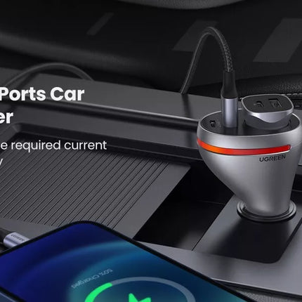 UGREEN 84W 3-Port PD & QC USB C Fast Car Charger 12V/24V 5A Cigarette Lighter