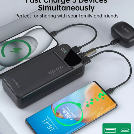 CHOETECH 3-Ports PD 22.5W Digital Display Power Bank - B731, B730, B729, B728