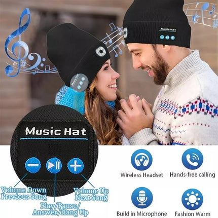 ZONSUSE 2-in-1 Winter Unisex Bluetooth Music Beanie Knitted Hat 6 LED Headlight