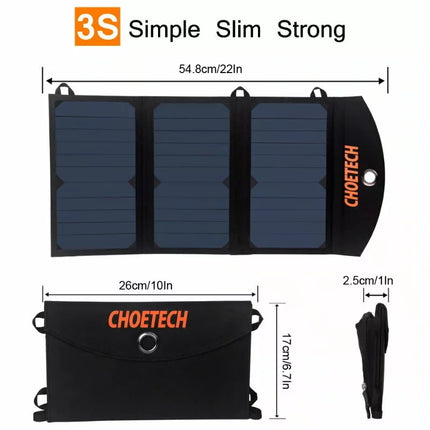 Choetech SC001 19W Solar Panel Portable Charger USB Charger For Camping Outdoors