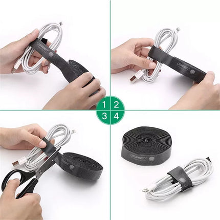 UGREEN Cable Ties Straps Reusable Hook Loop Cord Fastener Wire Management
