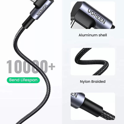 Ugreen Right Angle 90 Degree USB-A to USB-C 18W 3A Fast Charger Cable