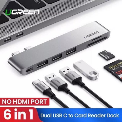 UGREEN 6-in-2 USB C Hub USB 3.0 TF/SD Thunderbolt 3.0 for MacBook Pro/Air M1