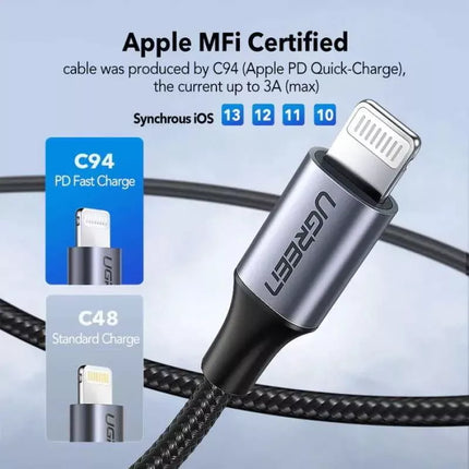 Ugreen USB-C to Lightning Fast Charging Cable MFi Certified PD & Data Sync
