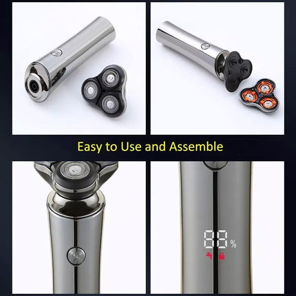 BDI Waterproof Electric Razor for Men Rechargeable Rotary Shaver Wet/Dry LED