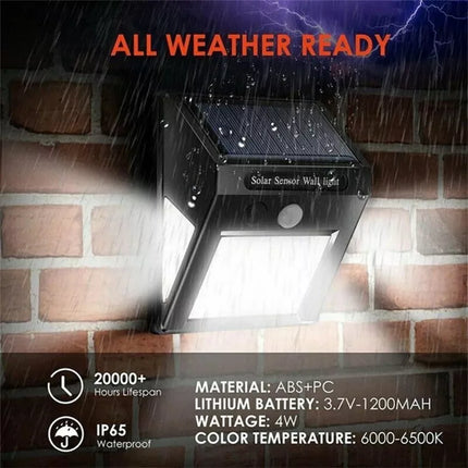 BDI 4-Pack 30 LED Solar PIR Motion Sensor Wall Light Outdoor Waterproof Garden