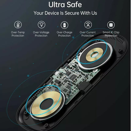 CHOETECH T570-S 2-in-1 Wireless Charger Pad - iPhone 14, 13, 12 or Samsung Watch