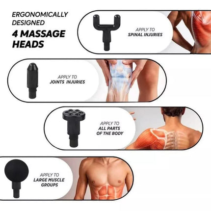 BDI 6 Speeds Mini Massage Gun Fascial Massager with 4 Massage Heads & PD Charger