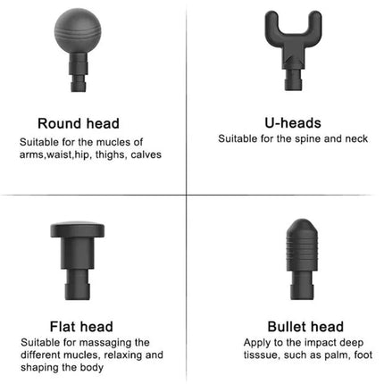 BDI 6 Speeds Mini Massage Gun Fascial Massager with 4 Massage Heads & PD Charger