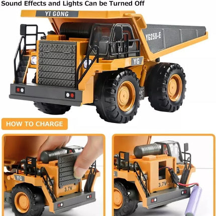 Yi Gong Toys 1:24 9CH 2.4G RC Construction Dump Truck Toy with Lights & Sounds