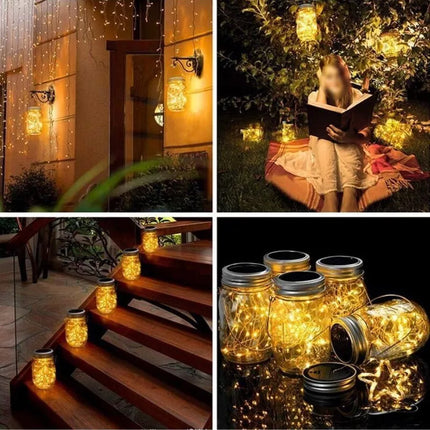 BDI Outdoor Waterproof Solar LED Lantern Crackle Glass Lamp Lantern