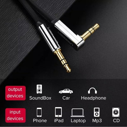 Ugreen 3.5mm AUX Cable Car Audio Stereo Headphone Jack Male Cord Right Angle