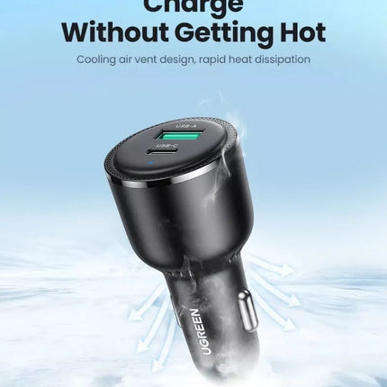 Ugreen 63W USB C Car Charger Adapter - PPS 45W Super Fast Charging 2.0 + 18W QC