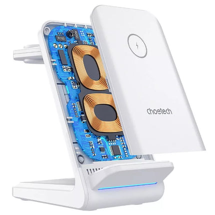 CHOETECH T608 15W 3-in-1 Wireless Charger Stand for Apple iWatch & Samsung Watch