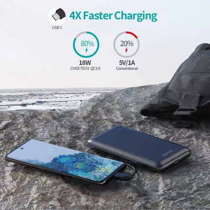 Choetech PD18W 10,000mAh Power Bank Built-in MFi Cable & USB-C Charging Cable