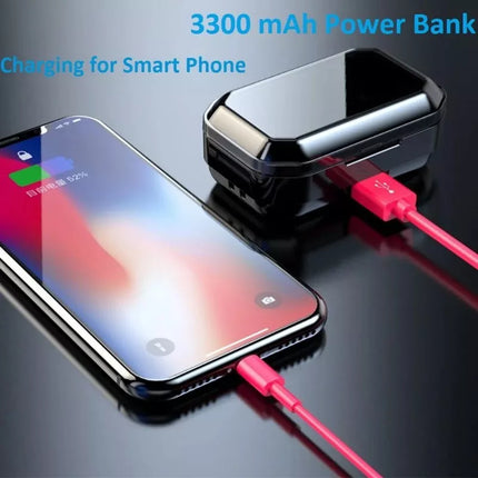 BDI IPX7 Water Resistant 9D True Stereo Bluetooth 5.3 Earbuds with LED Display
