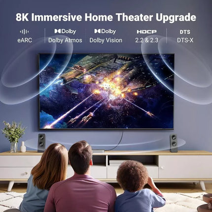 UGREEN 8K HDMI 2.1 Cable 8K@60Hz, 4K@120Hz, Support Dynamic HDR eARC Dolby Atmos