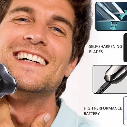 BDI Waterproof Electric Razor for Men Rechargeable Rotary Shaver Wet/Dry LED