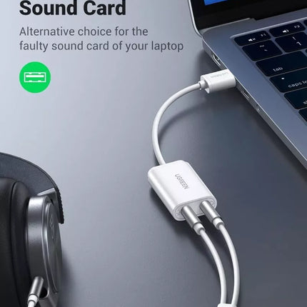 Ugreen USB 2.0 to External 3.5mm AUX Sound Card Adapter for Audio Microphone