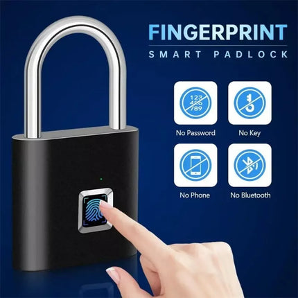 BDI Rechargeable Smart Fingerprint Padlock w/ USB Charging -Suitcase, Gym Locker