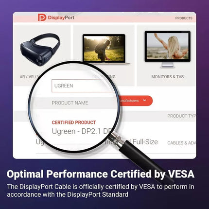 Ugreen 16K DisplayPort DP 2.1 VESA Certified Male to Male Cable Support HDR HDCP