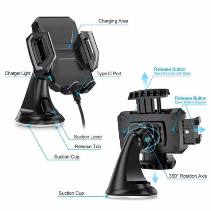 Choetech T521-S Qi Wireless Car Charging Stand Mount 10W Wireless Charger Phone