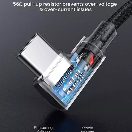 Ugreen 90° Angled Right Angle USB C to USB C Cable PD 60W 3A Fast Charging