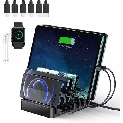 Choetech Q3008 6-Port USB Multi Device Charging Station Dock w/ 6 Charging Cable