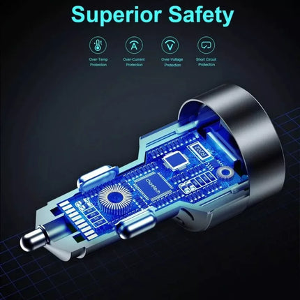 Choetech 130W Dual USB-C & USB Fast Car Charger iPhone 16 iPad MacBook Laptop