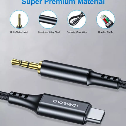 Choetech USB C Type-C To 3.5mm Male AUX Audio Cable Adapter Hi-Fi iPhone 16 S23
