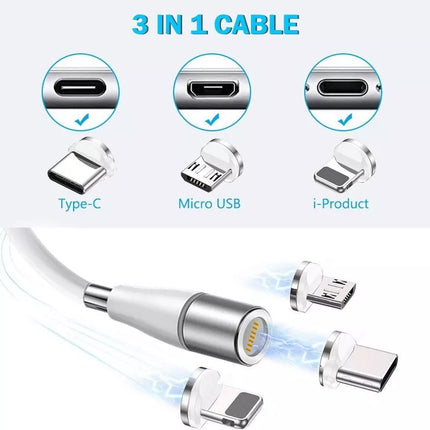 BDI 3-IN-1 PD Fast Charge Cable with Magnetic for USB-C, Micro USB, MFi iOS