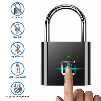 BDI Rechargeable Smart Fingerprint Padlock w/ USB Charging -Suitcase, Gym Locker