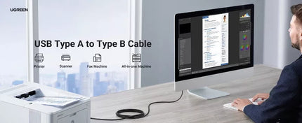 UGREEN USB Printer Cable USB 2.0 Type A Male to Type B Male for Printer Scanner