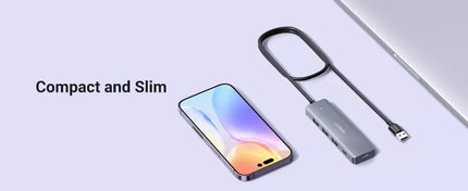 UGREEN 5-In-1 Ultra Slim 4-Port USB 3.0 Hub PD Charging with 5Gbps Data Transfer