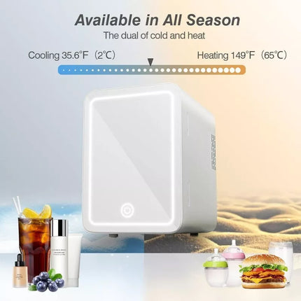 BDI B602 AC/DC Portable Beauty Cosmetics Cooler Skincare Fridge - Mirror & LED