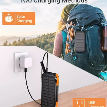 Choetech B659 10,000mAh Qi Wireless Solar Power Bank with LED Light, 2x USB
