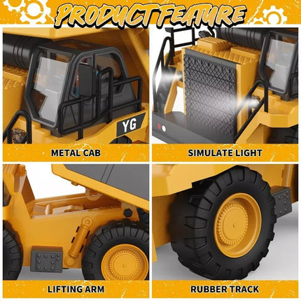 Yi Gong Toys 1:24 9CH 2.4G RC Construction Dump Truck Toy with Lights & Sounds