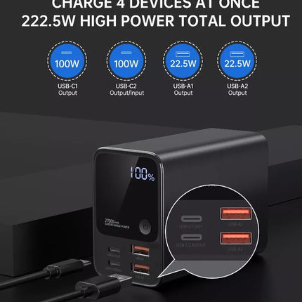 Choetech B635 27000mAh USB-C PD3.0 Portable Laptop Power Bank with 222.5W Output