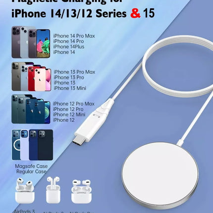 Choetech Magnetic Wireless Charger 15W MagSafe For IPhone 16/15/14/13 & AirPods