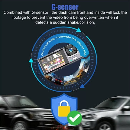BDI 3 Channel Dash Cam DVR 1080P Front + Inside + Rear for Cars, Uber Driver