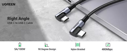 UGREEN USB C to USB C PD 100W Fast Charging Cable 90 Degree iPhone 16 Galaxy S23