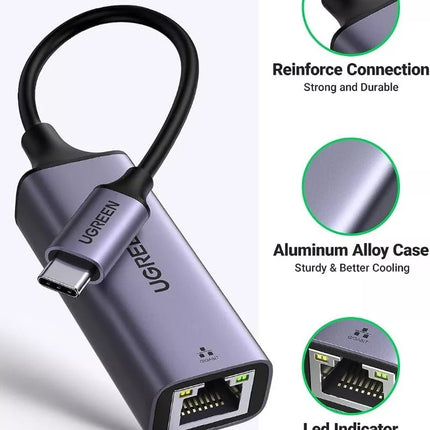 UGREEN USB C to Gigabit RJ45 Ethernet Adapter Network Wired LAN Internet Convert