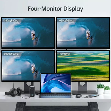 Choetech HUB-M21 USB-C 15-in-1 Docking Station 3x HDMI 4K Video Output Laptop