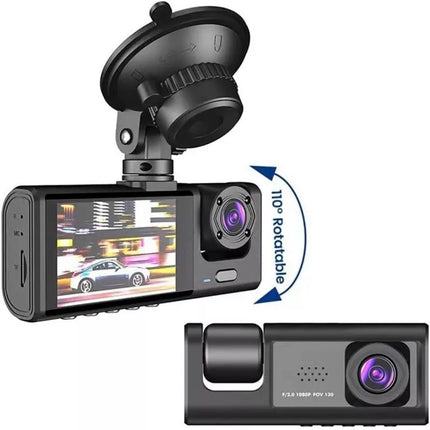 BDI 3 Channel Dash Cam DVR 1080P Front + Inside + Rear for Cars, Uber Driver