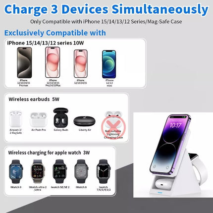 Choetech T600 15W 3-in-1 Magnetic Rotating MagSafe Wireless Charger iPhone Watch