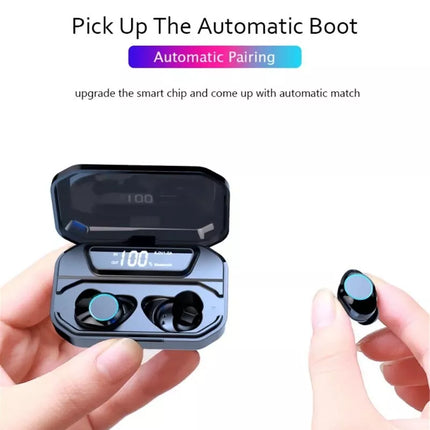 BDI IPX7 Water Resistant 9D True Stereo Bluetooth 5.3 Earbuds with LED Display