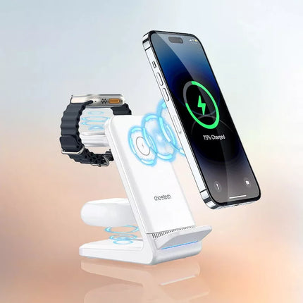 CHOETECH T608 15W 3-in-1 Wireless Charger Stand for Apple iWatch & Samsung Watch